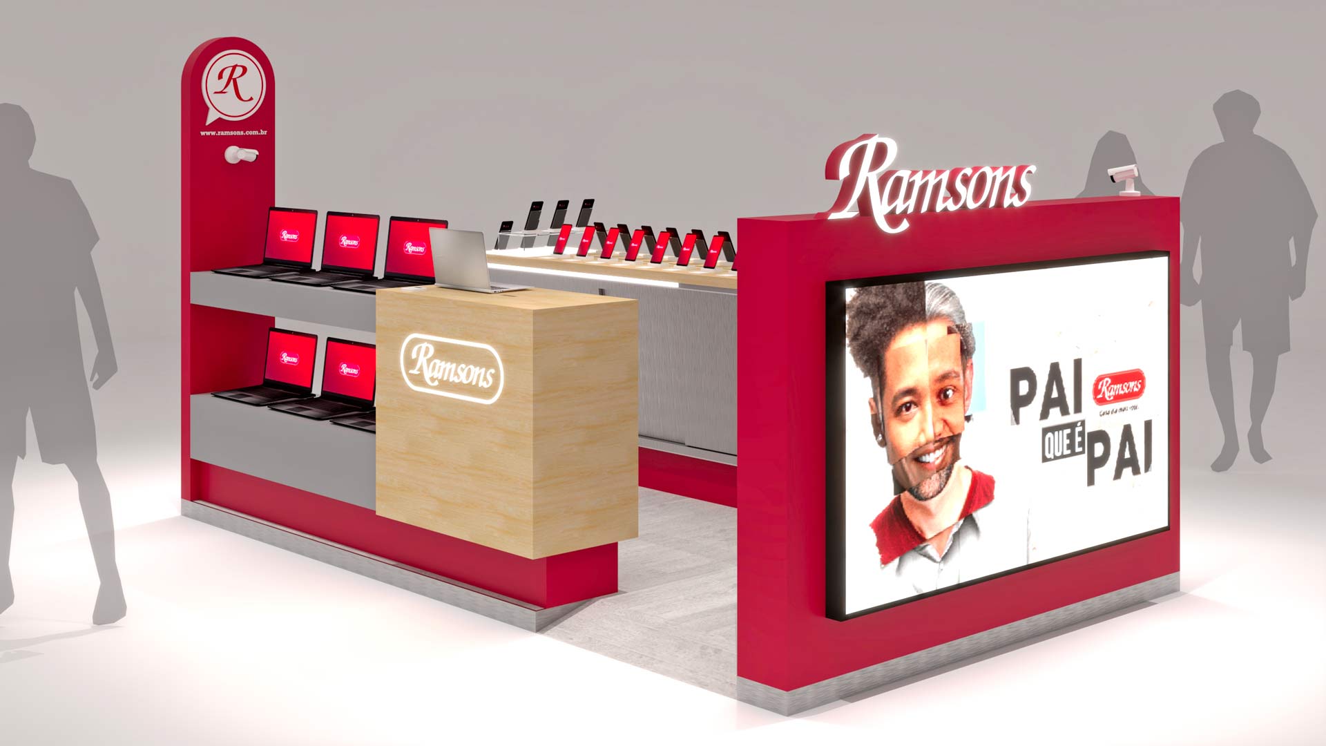 Projeto de loja, quiosque, de shopping para celulares, notebooks e eletrônicos, Ramsons.