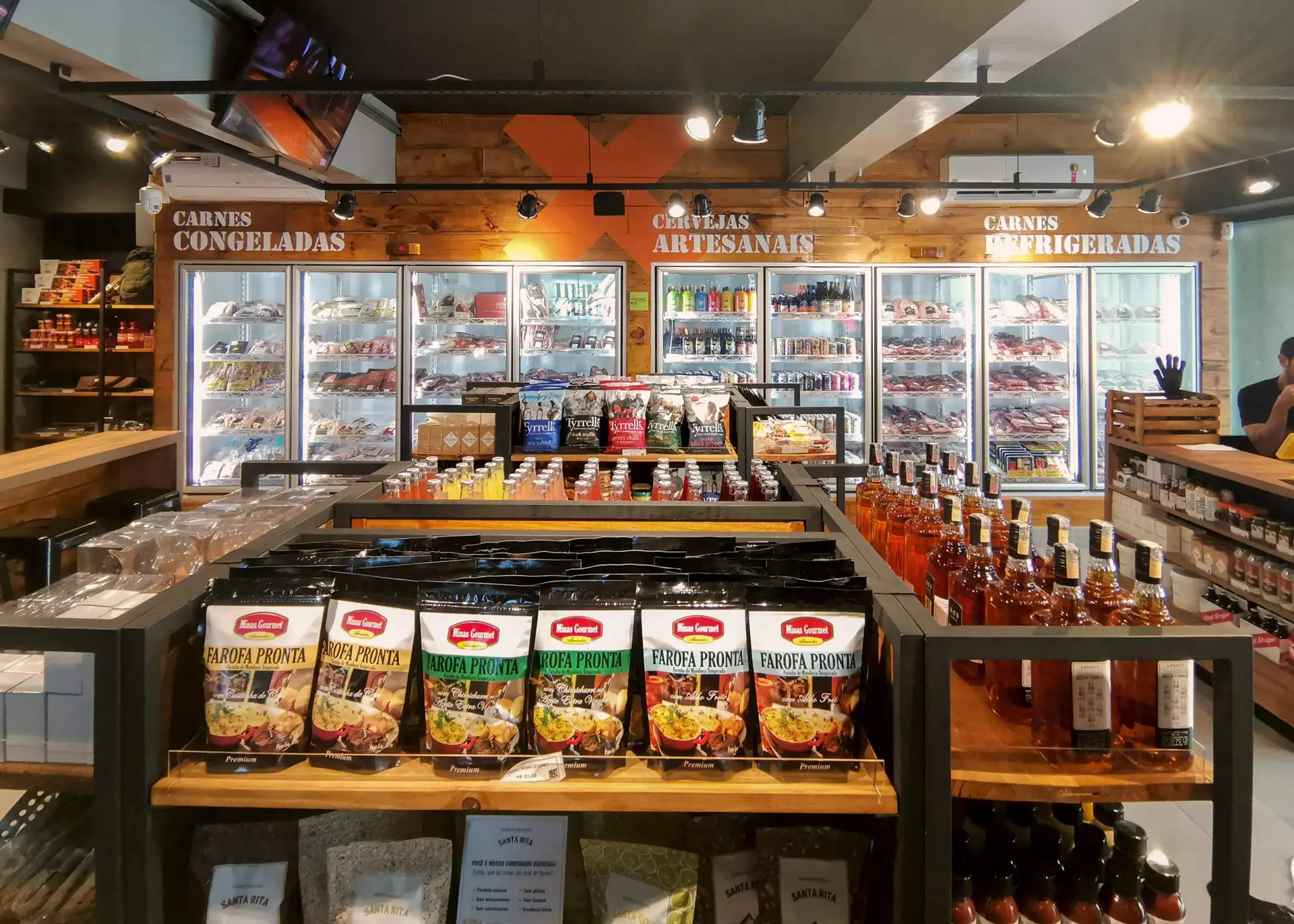 Arquitetura de interior de loja, casa de carnes, bebidas e conveniência, Meatbox.