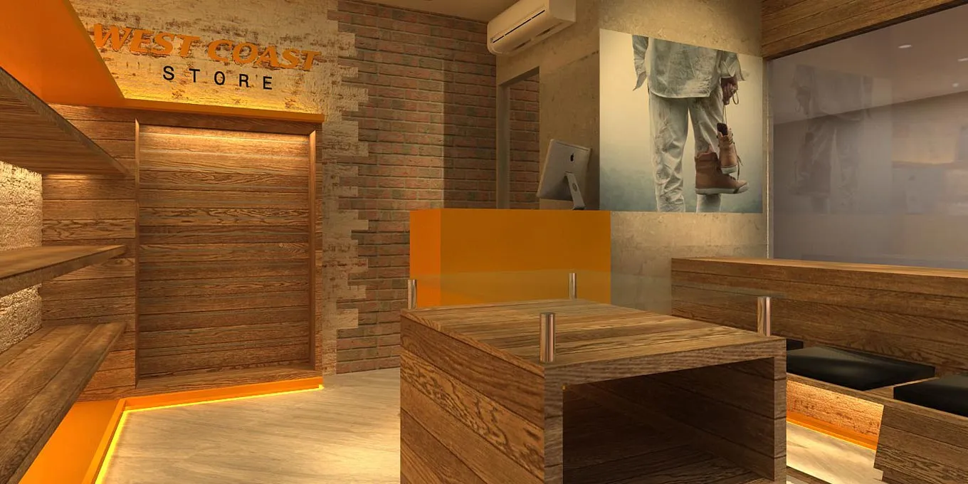 Arquitetura de interior de loja de calçados e acessórios, West Coast.